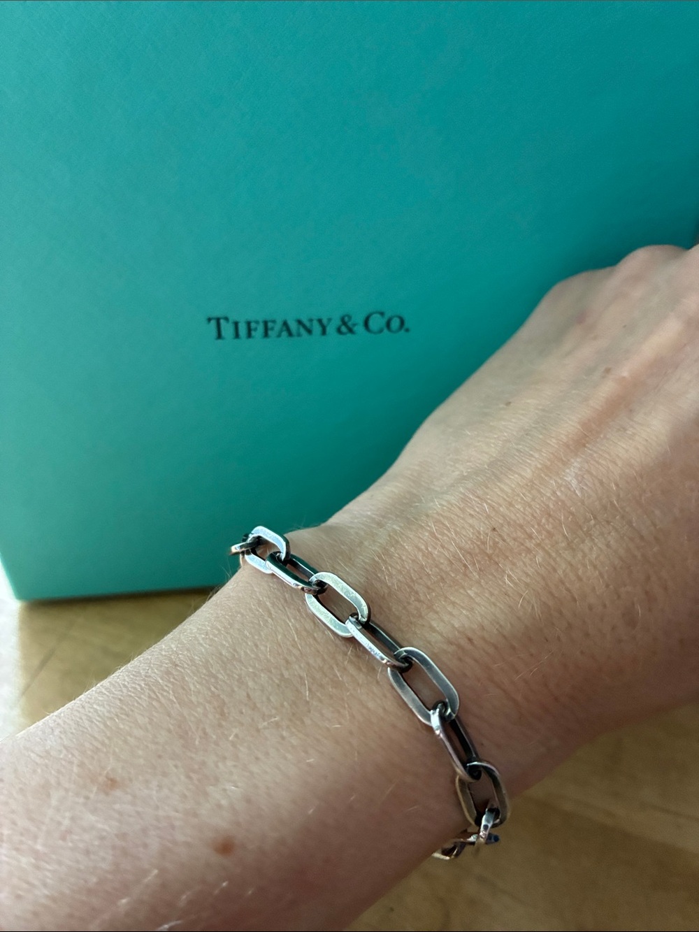 Tiffany Rare Made in Germany Rectangular Oval Link Sterling Silver 925 Bracelet!
